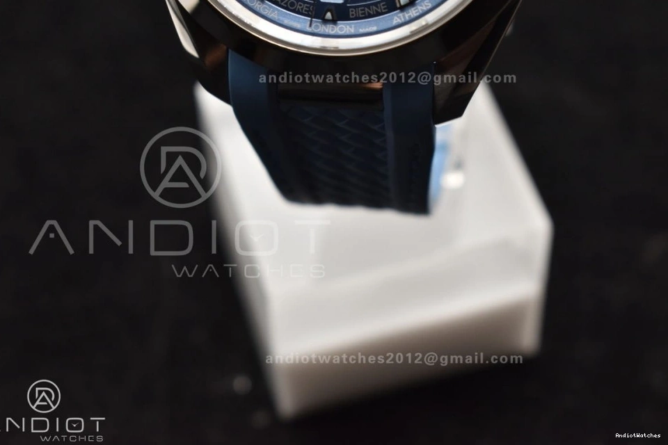 Edition Blue Best Terra Worldtimer Summer GMT A8938 43mm Rubber 511 Clone Comfortable VSF on Aqua Dial Super 1:1 Strap Blue 1101